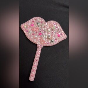 Pink Lip-Shaped Handheld Mirror